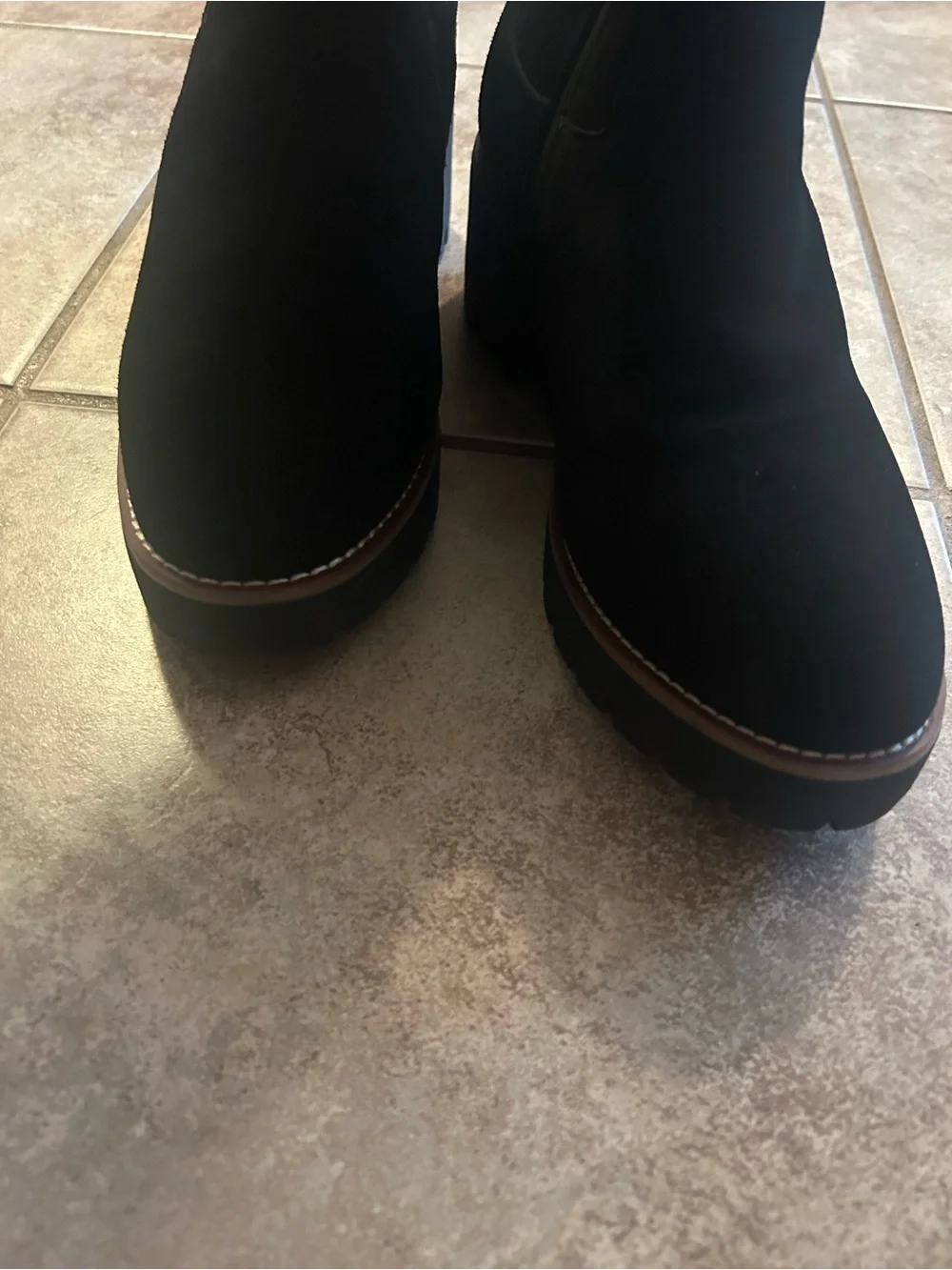 Blondo Deon Black Waterproof Suede Lug Sole Tall Boots